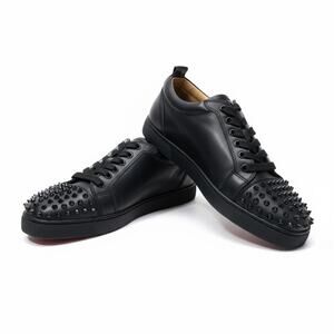 Christian Louboutin Shoes Mens Size 10 Black Red Bottoms Louis Junior Spikes
